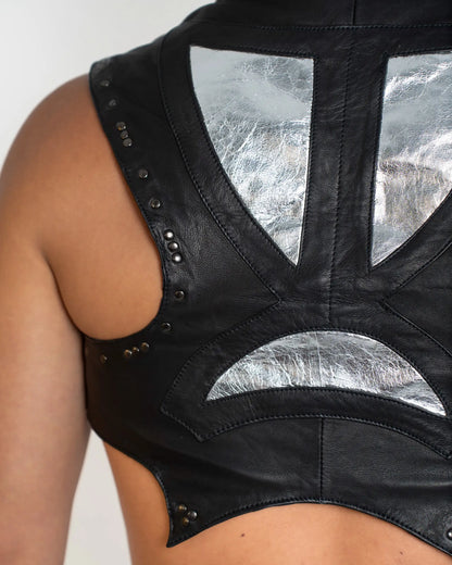 Leather Lunar Hooded Vest