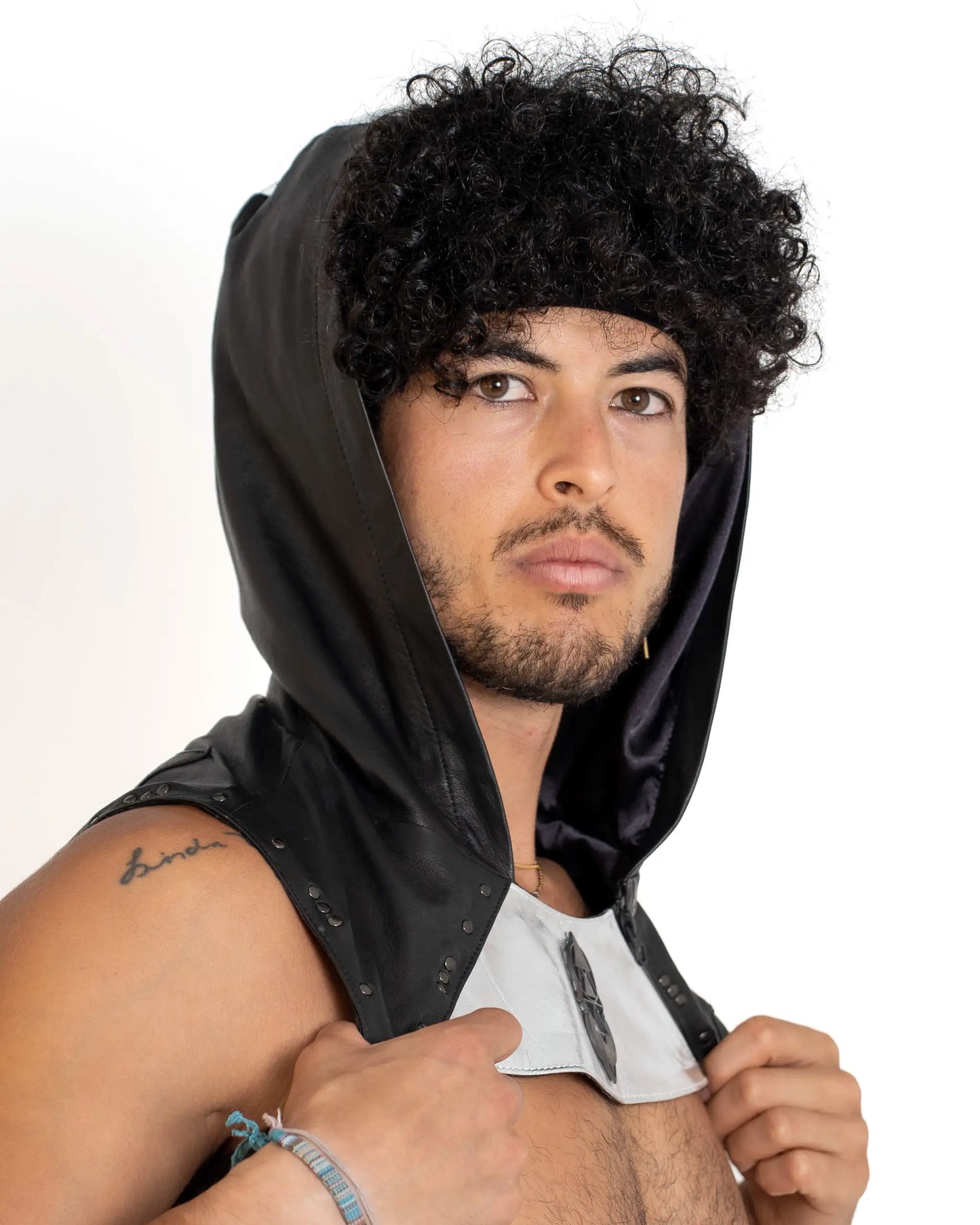 Leather Lunar Hooded Vest