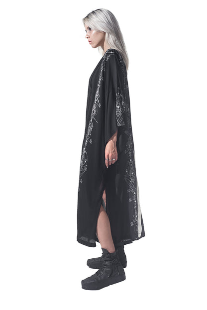 Lunar print long kimono