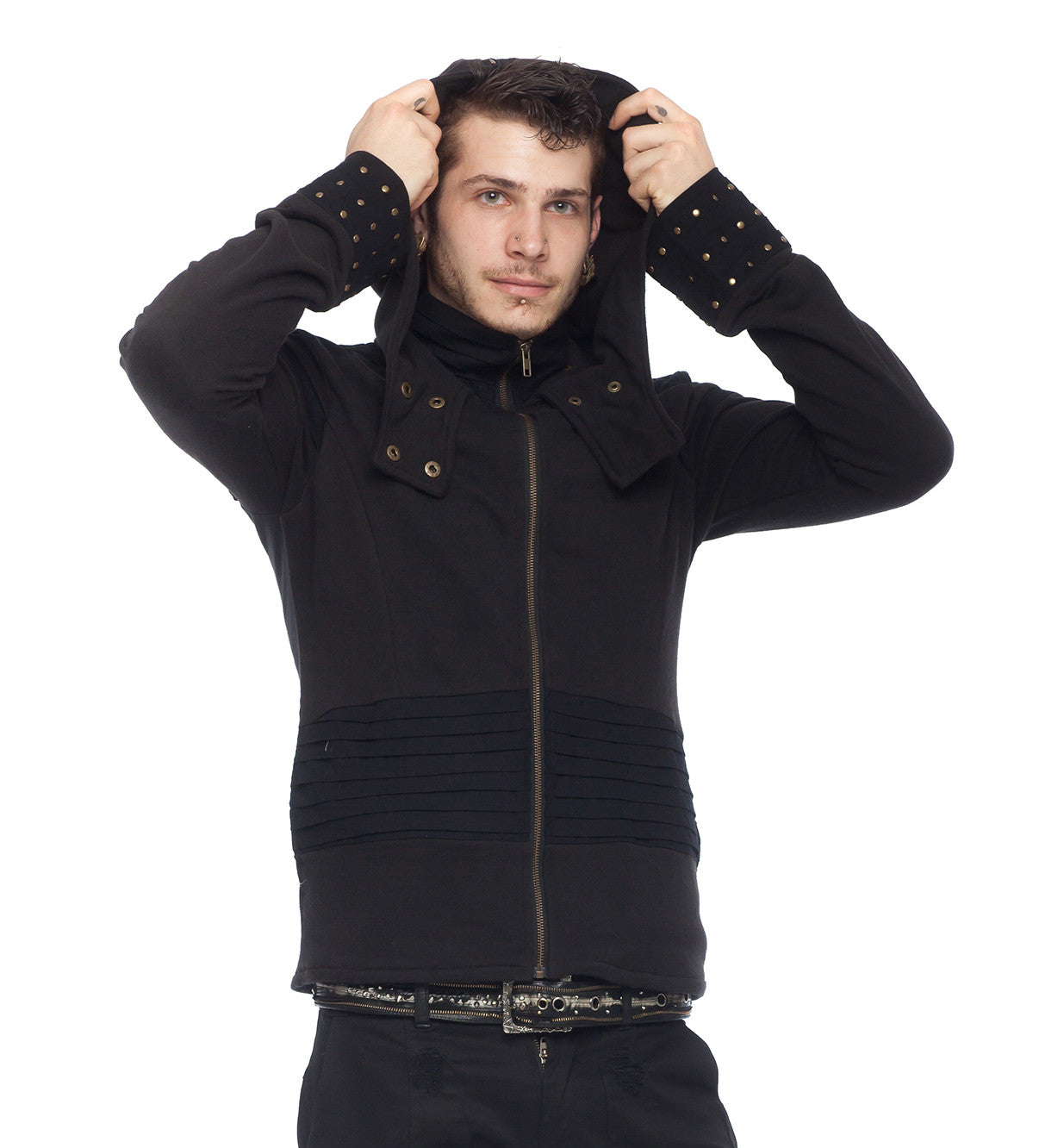 zip-up pleated jacket
