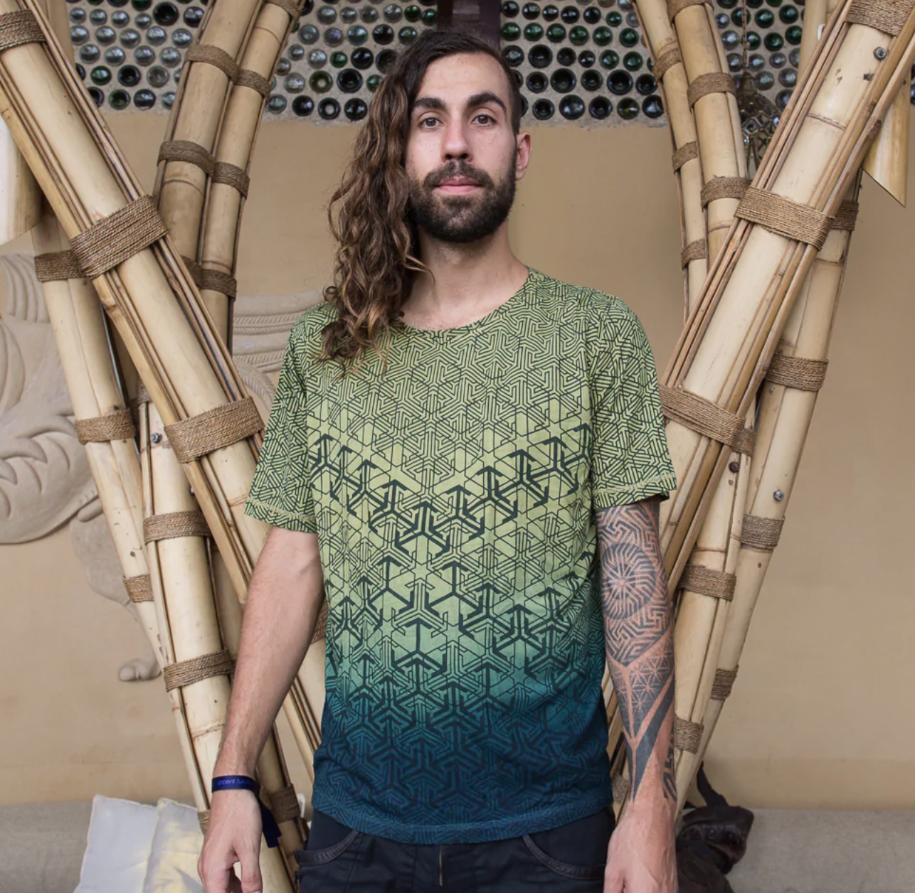 Men's tee Geomorph print organic cotton and bamboo